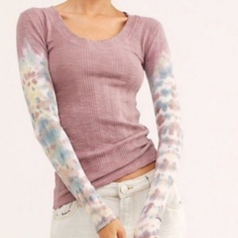 Free People Ribbed Purple Tie Dyed Big Sur Top California